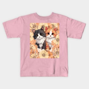 Cat With Flowers Kids T-Shirt